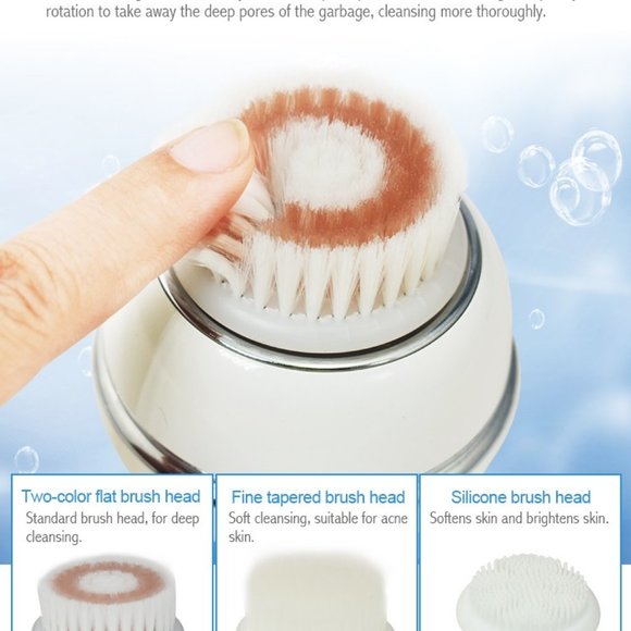 Electric Rechargeable Sonic Scrubber Silicone Facial Cleansing Brush For Face - Picture 2 of 14